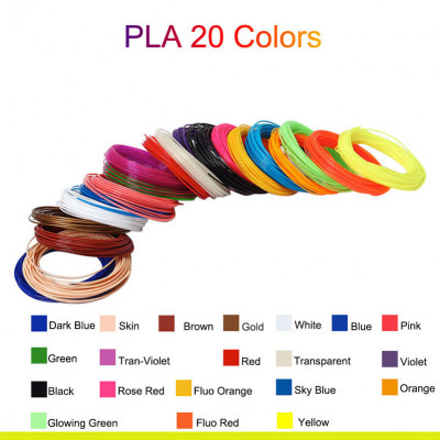 L3DT sada filamentů PLA pro 3D pera, 20 barev, 5m, mix